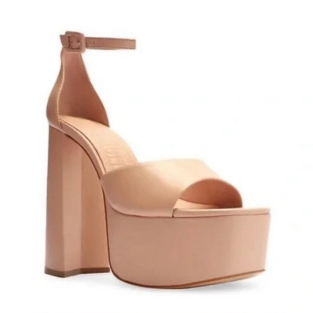Schutz "Elsie/Lenne" Pink Napa Leather Heel Sandal, 8.5